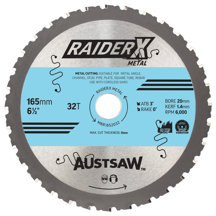 Austsaw Raiderx Metal Blade 165mm X 20 X 32t
