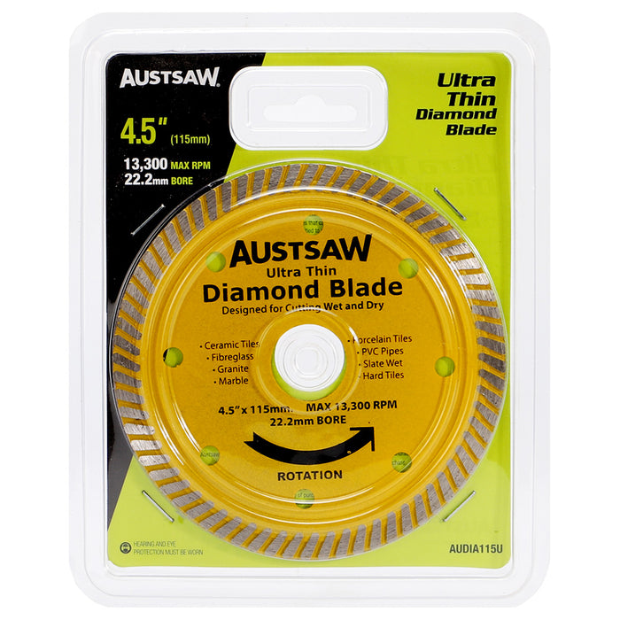 Austsaw - 115mm (4.5in) Diamond Blade Ultra Thin - 22.2mm Bore - UltraThin