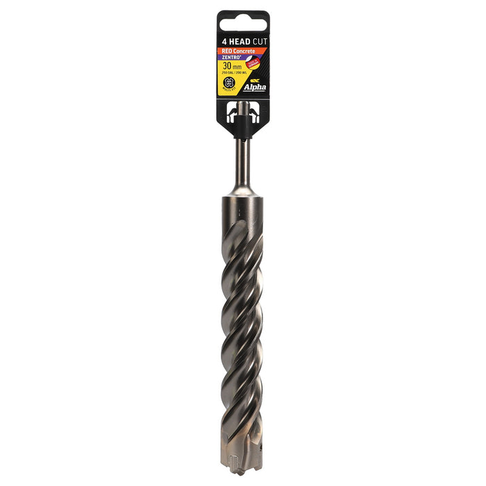 30.0 x 250mm SDS Plus German Zentro 4 Cutter Masonry Drill