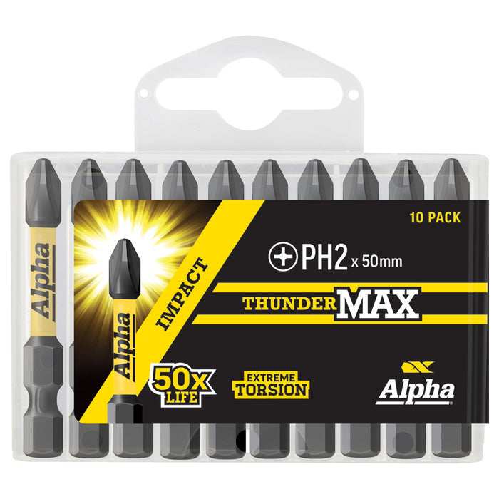 Thundermax Ph2 X 50mm Impact Power Bit - Handipack (x10)