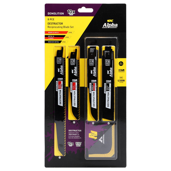 Alpha Destructor Demolition - Reciprocal Blade 8 Pce Set