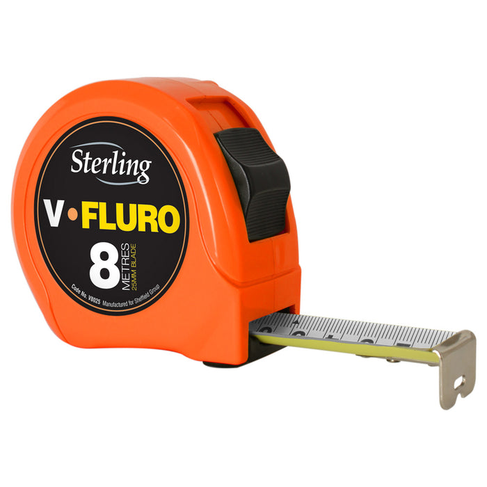8m X 25mm V-force Fluro Measuring Tape